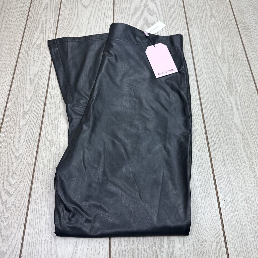 Anthropologie‎ Avec Les Filles High-Waisted Faux Leather Slit Leggings XL New